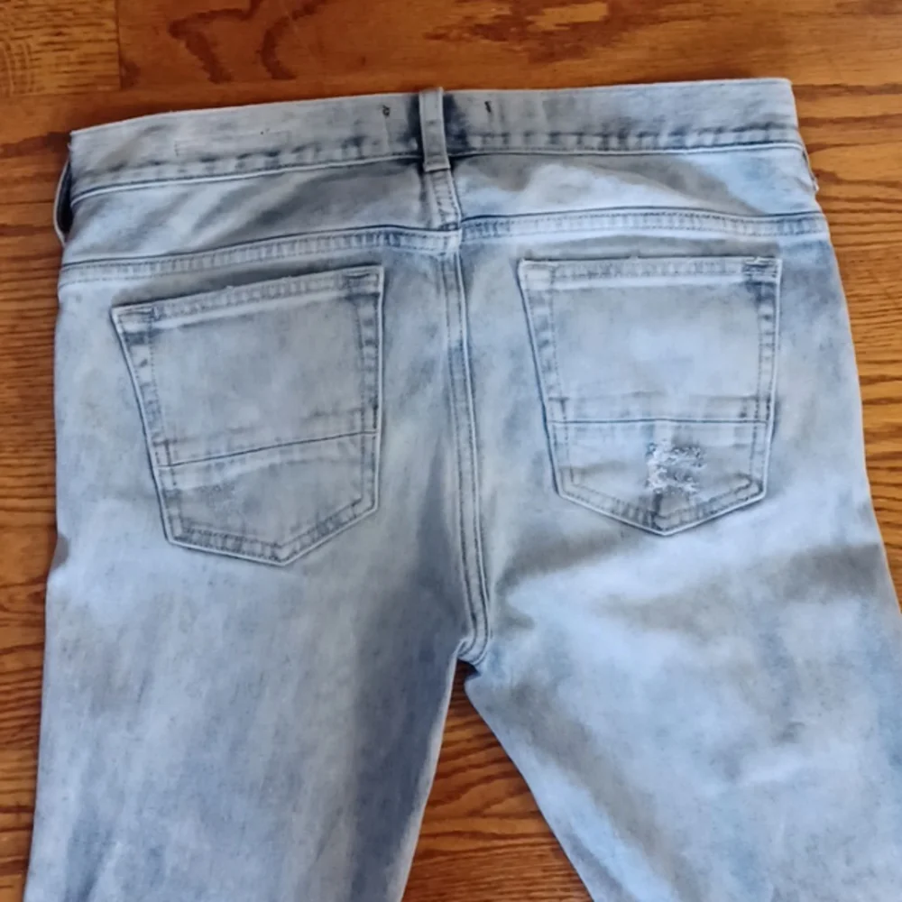 PacSun - Mens 29X30 Stacked/Distressed Light Wash Skinny Jeans Zippered Ankles - Picture 10 of 11